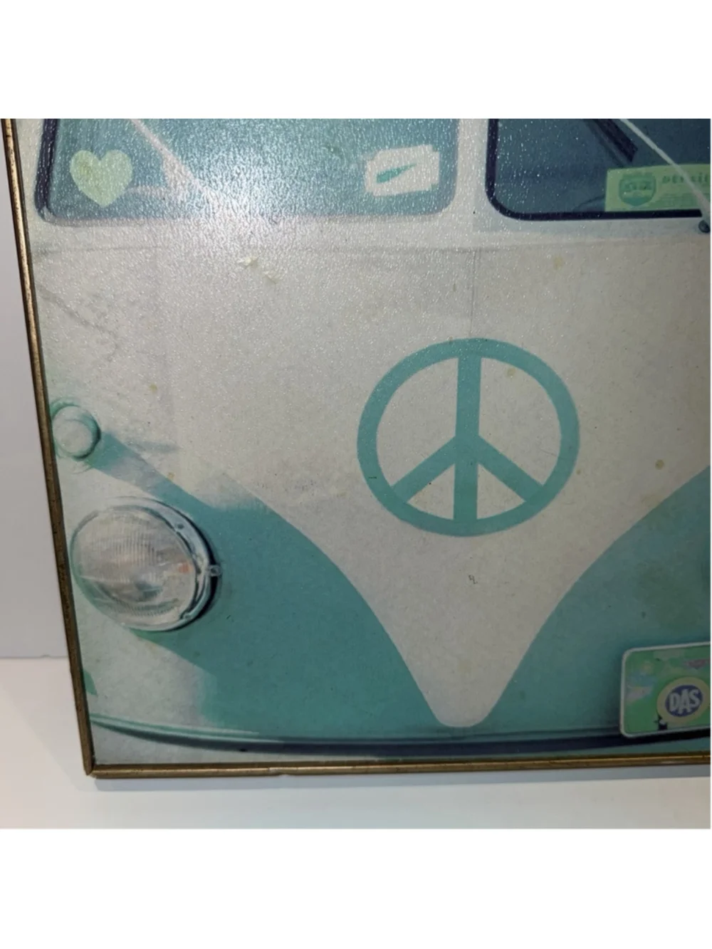 Target Retro VW Bus Canvas Wall Art Peace Sign Turquoise 12x12 Target Decor READ